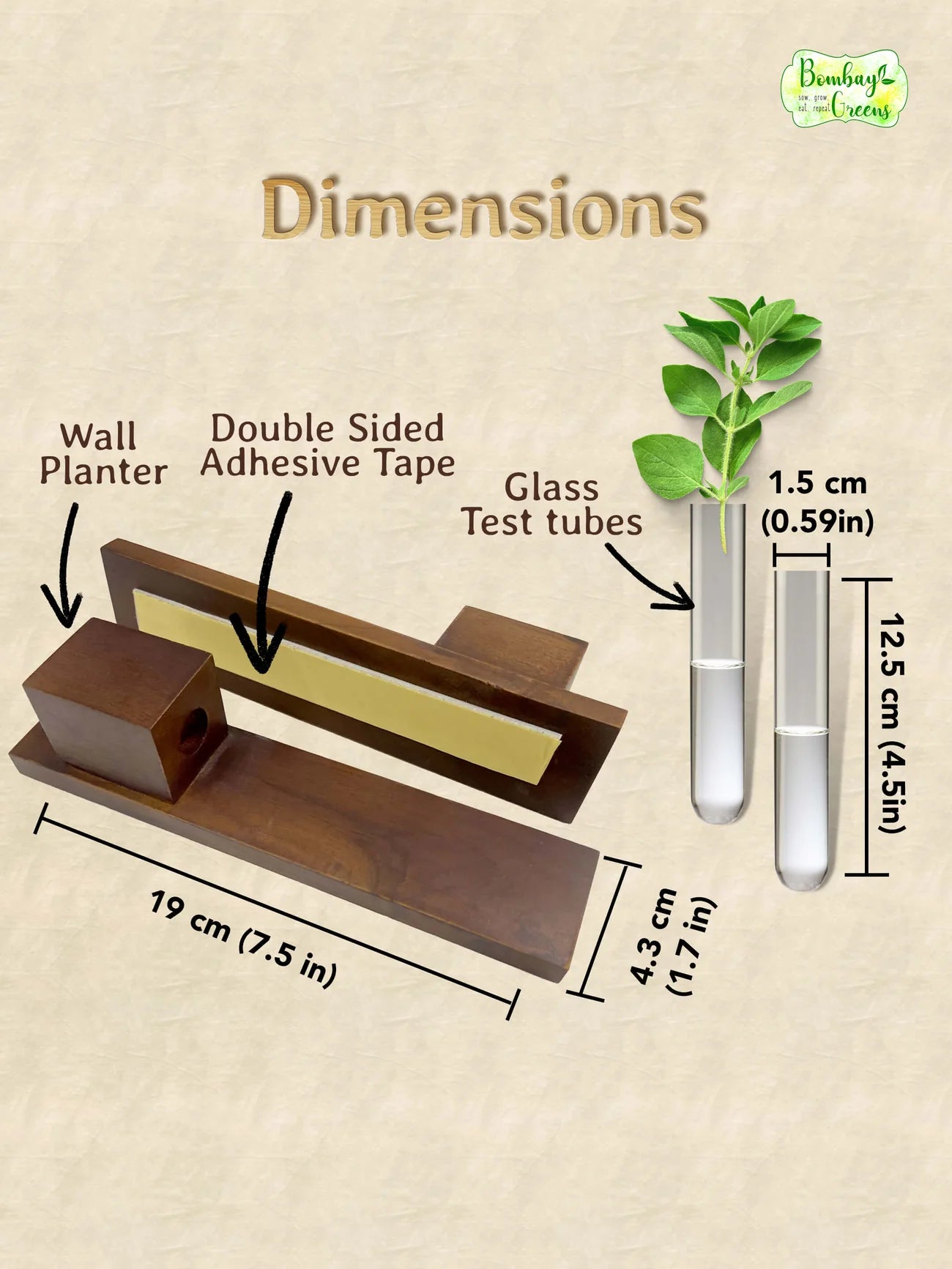 Wooden Test Tube Wall Planter – Set of 3